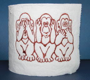 Toilet Paper Single Design TP No 135 Machine Embroidery Design Monkeys