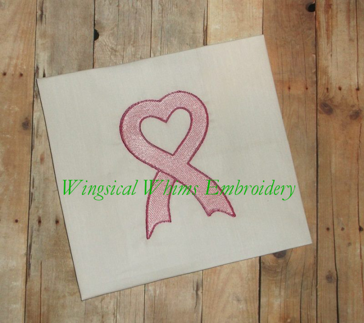 Heart with Butterflies and Ribbon Machine Embroidery Design Butterfly Awareness Ribbon