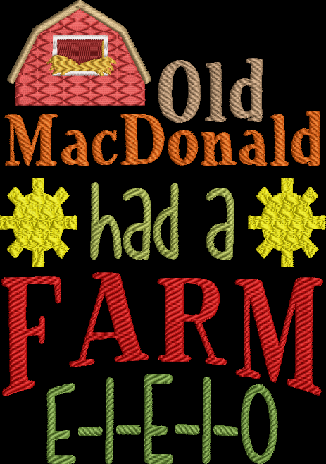 Nursery Rhyme Machine Embroidery Design Old Macdonalds Farm