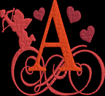 Valentine's Day Alphabet Machine Embroidery Design Monogram Letter A