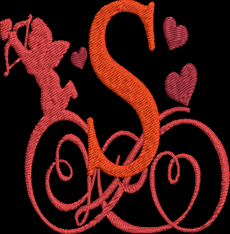 Valentine's Day Alphabet Machine Embroidery Design Monogram Letter S