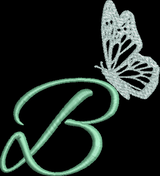 Elegant Butterfly Alphabet Machine Embroidery Design Monogram Letter B