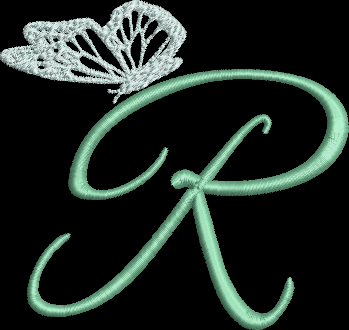 Elegant Butterfly Alphabet Machine Embroidery Design Monogram Letter R