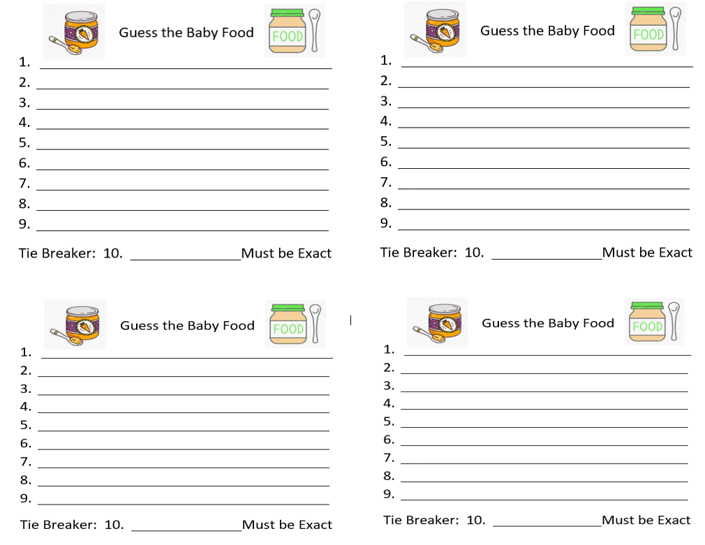 Guess The Baby Food Game Free Printable | demo.duepuntiassociazione.it
