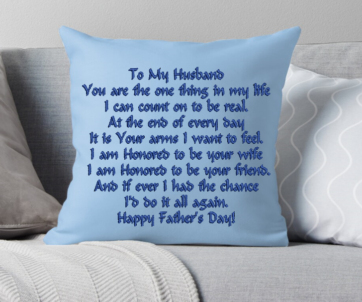 Husband on Fathers Day Machine Embroidery Designs Word Art Fathers Day
