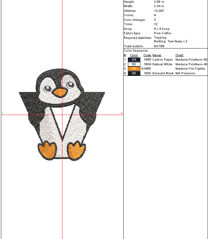 Penguin Alphabet Machine Embroidery Design Winter Letter